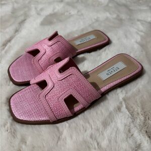Steven New York Pink Slip-On Sandals with Woven Design